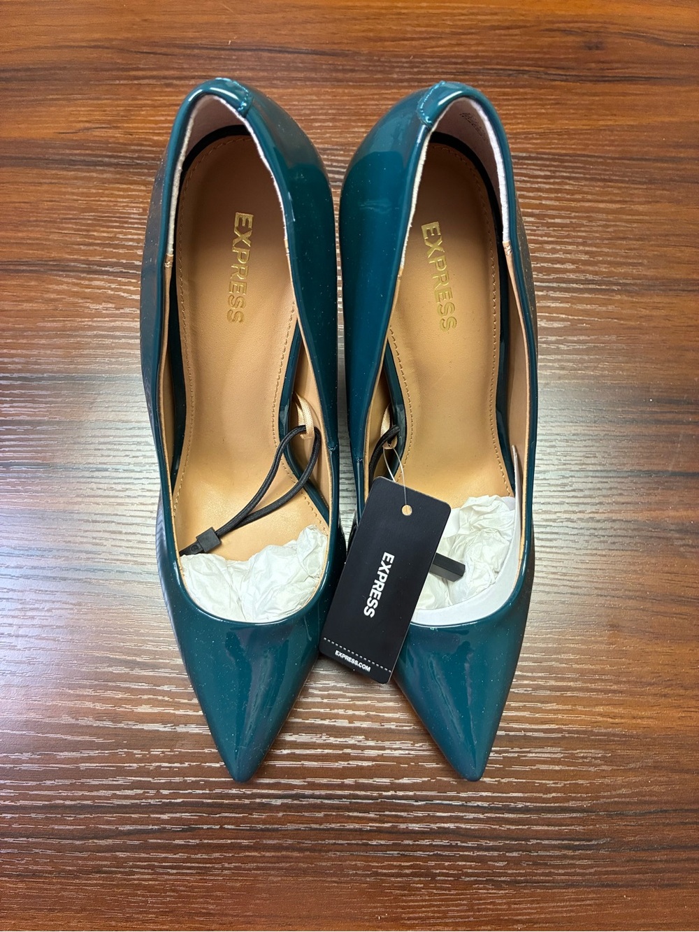 Express Teal Patent Pointed-Toe Pumps - Express